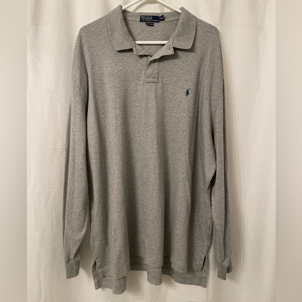 POLO Ralph Lauren Gray Long Sleeve 100% Cotton Polo Shirt XXL